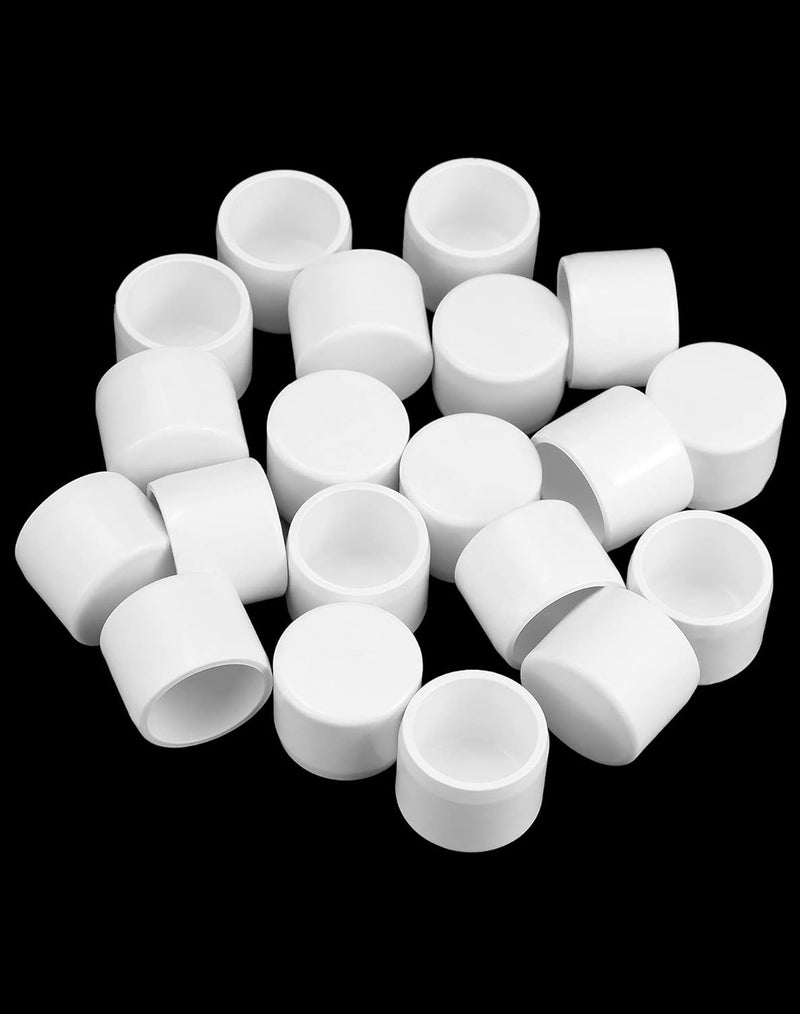 QWORK PVC External End Cap, Furniture Grade SCH40 Fitting, 3/4" Size, Pack of 20, White - Image 2